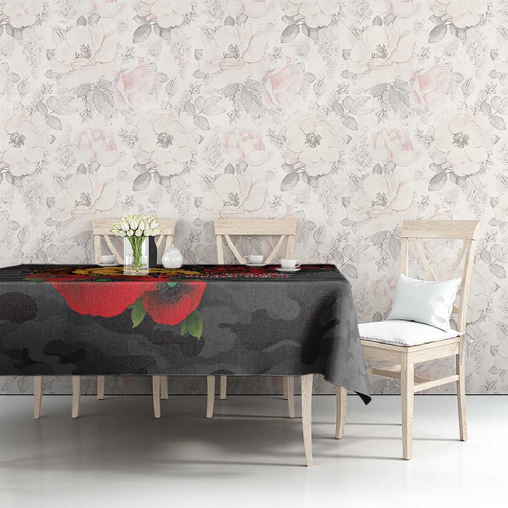 Brisbane Broncos ANZAC Personalised Tablecloth Lest We Forget Poppy Camo