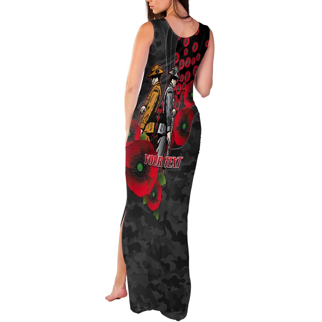 Brisbane Broncos ANZAC Personalised Tank Maxi Dress Lest We Forget Poppy Camo