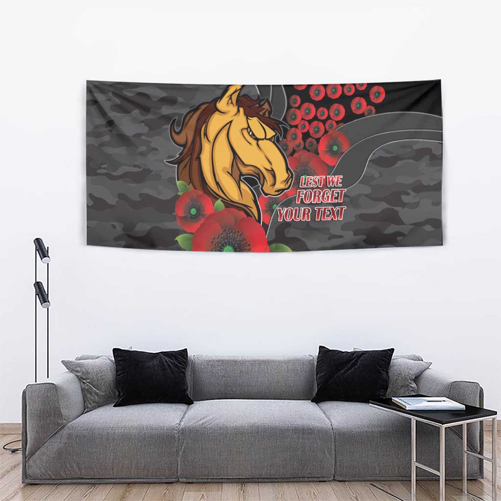 Brisbane Broncos ANZAC Personalised Tapestry Lest We Forget Poppy Camo