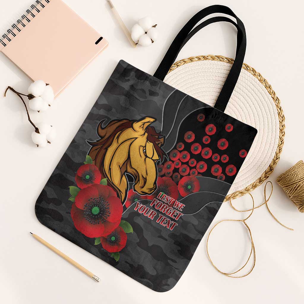 Brisbane Broncos ANZAC Personalised Tote Bag Lest We Forget Poppy Camo