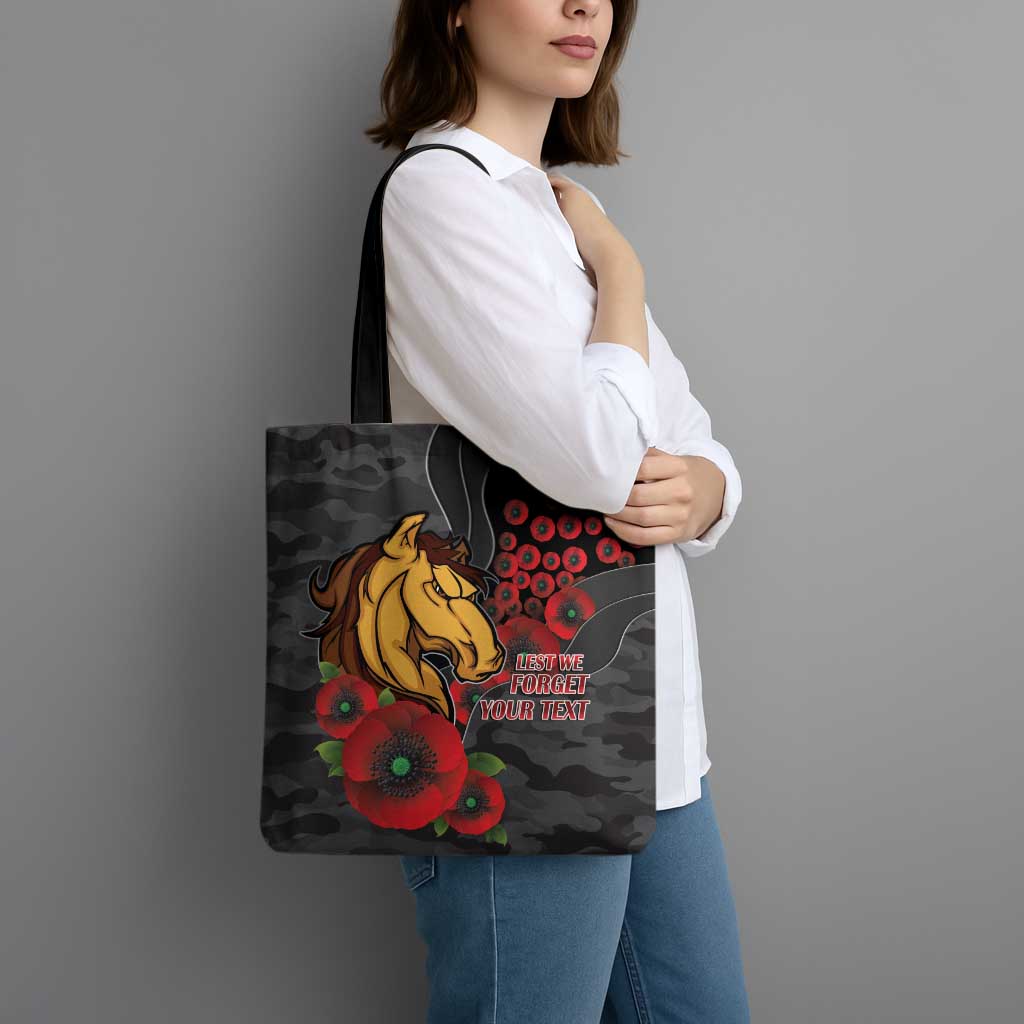 Brisbane Broncos ANZAC Personalised Tote Bag Lest We Forget Poppy Camo