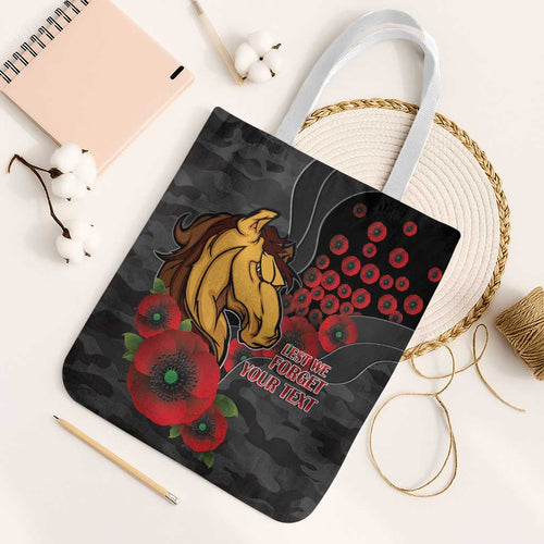 Brisbane Broncos ANZAC Personalised Tote Bag Lest We Forget Poppy Camo