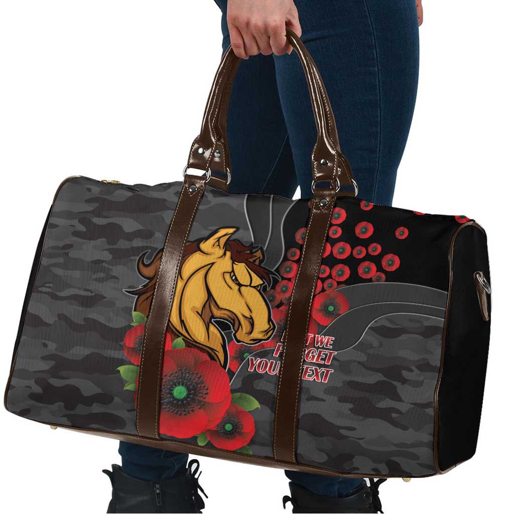 Brisbane Broncos ANZAC Personalised Travel Bag Lest We Forget Poppy Camo