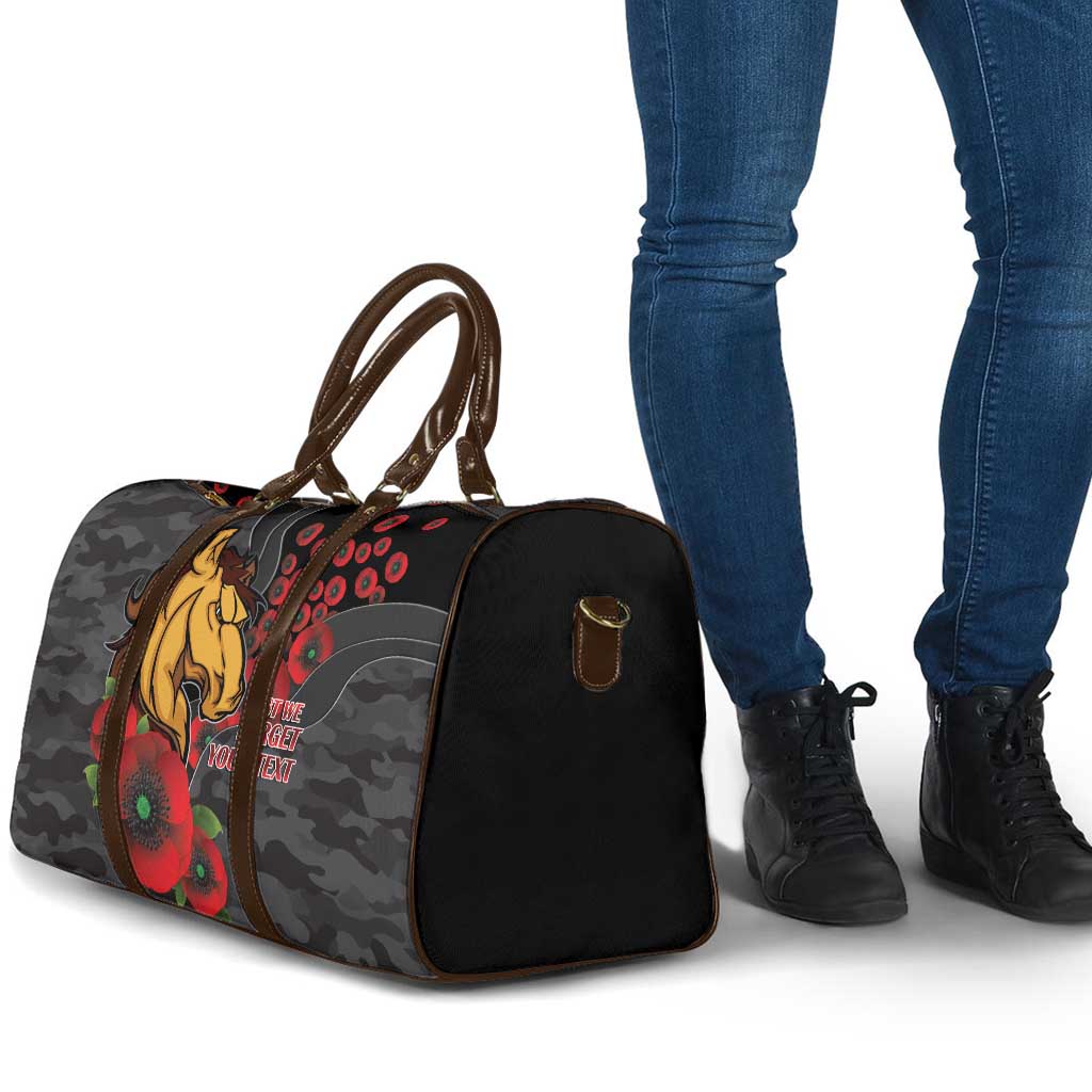 Brisbane Broncos ANZAC Personalised Travel Bag Lest We Forget Poppy Camo