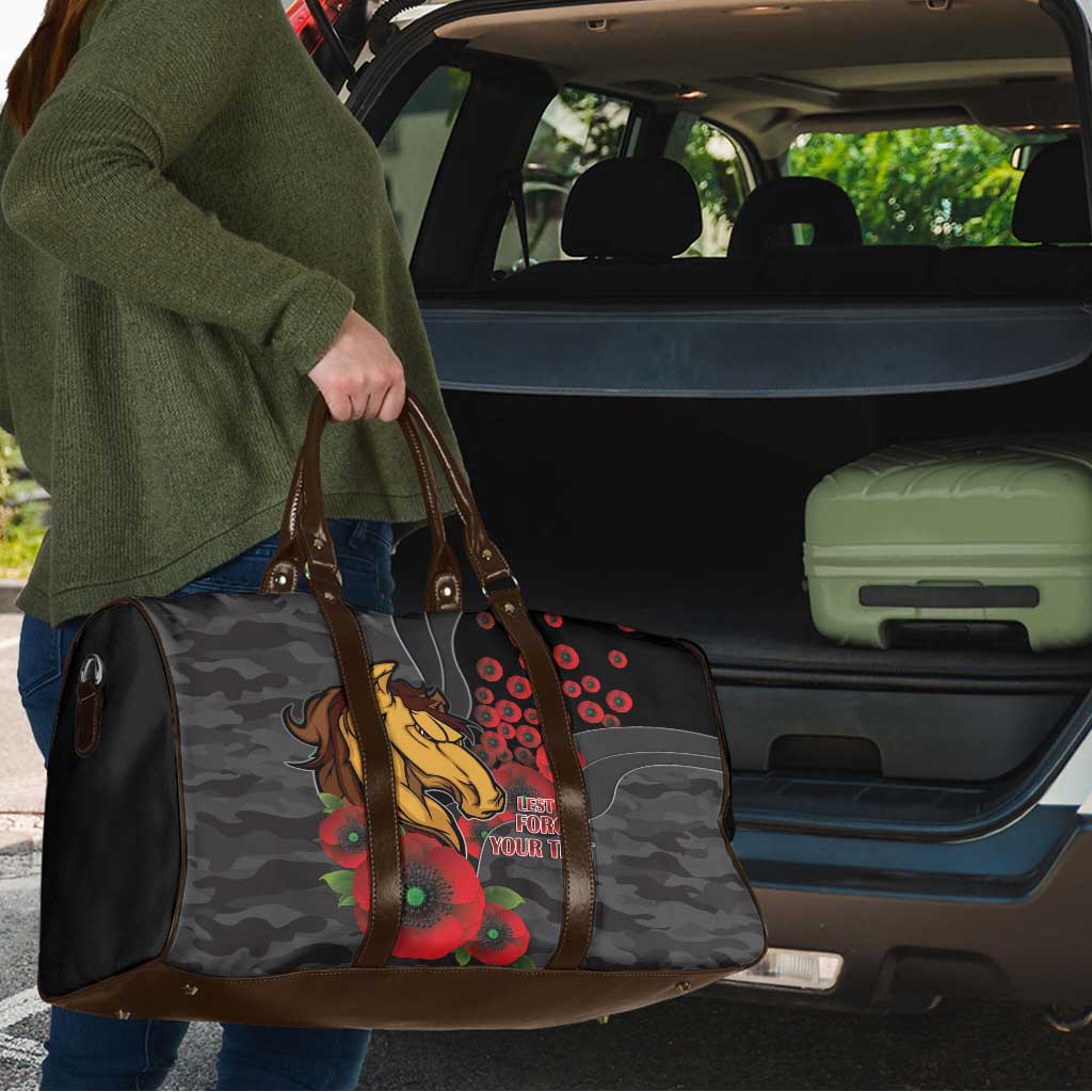 Brisbane Broncos ANZAC Personalised Travel Bag Lest We Forget Poppy Camo
