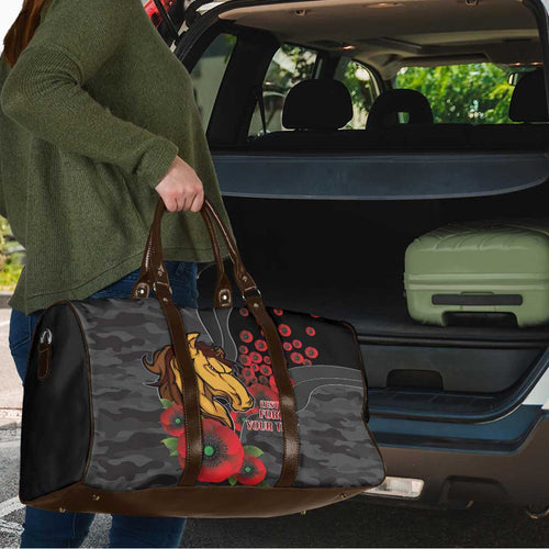 Brisbane Broncos ANZAC Personalised Travel Bag Lest We Forget Poppy Camo