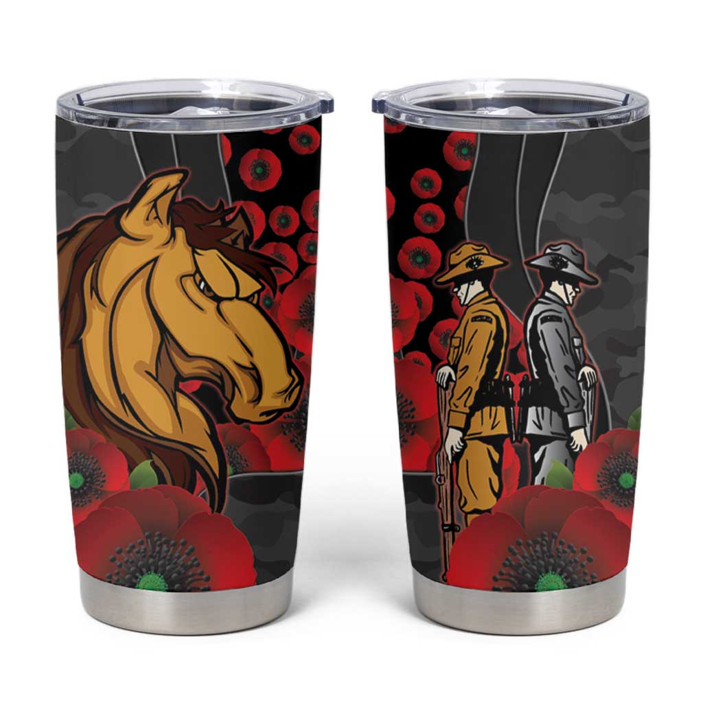 Brisbane Broncos ANZAC Personalised Tumbler Cup Lest We Forget Poppy Camo