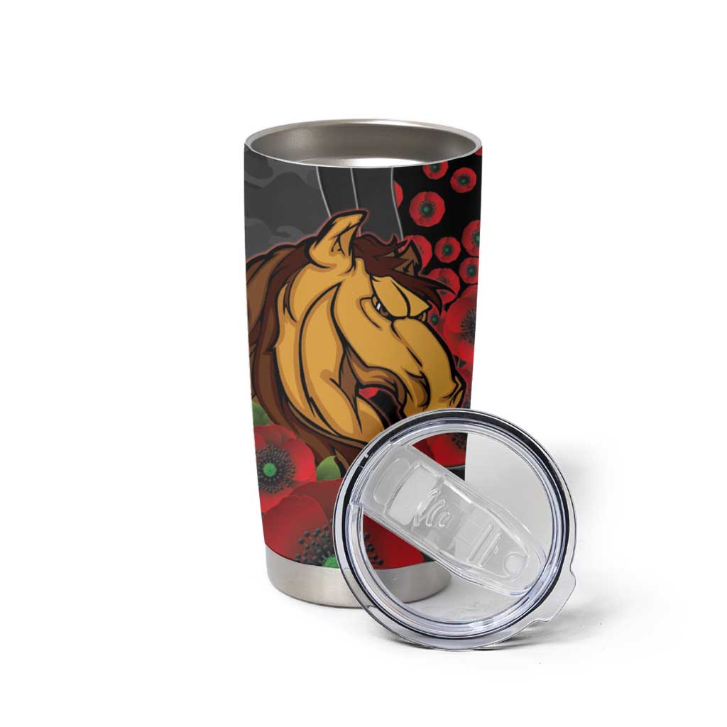 Brisbane Broncos ANZAC Personalised Tumbler Cup Lest We Forget Poppy Camo