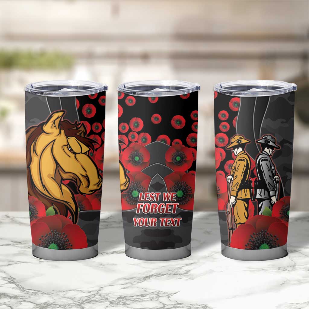 Brisbane Broncos ANZAC Personalised Tumbler Cup Lest We Forget Poppy Camo