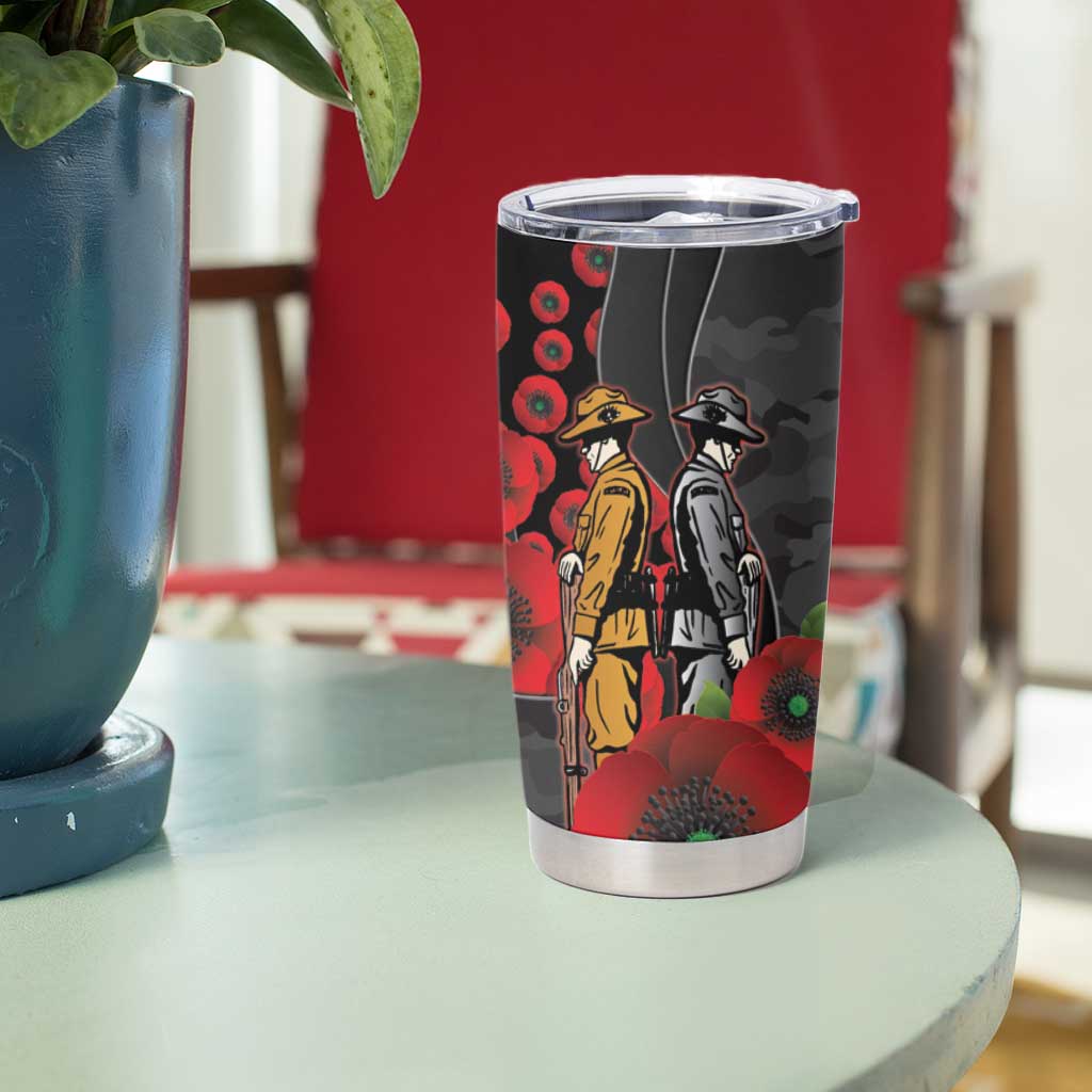 Brisbane Broncos ANZAC Personalised Tumbler Cup Lest We Forget Poppy Camo