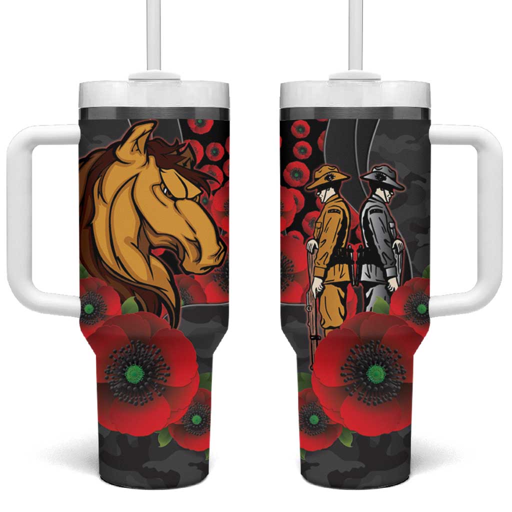 Brisbane Broncos ANZAC Personalised Tumbler With Handle Lest We Forget Poppy Camo