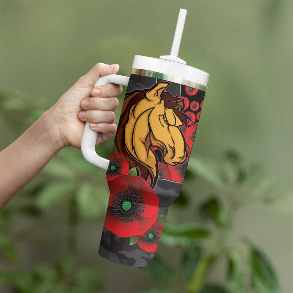 Brisbane Broncos ANZAC Personalised Tumbler With Handle Lest We Forget Poppy Camo