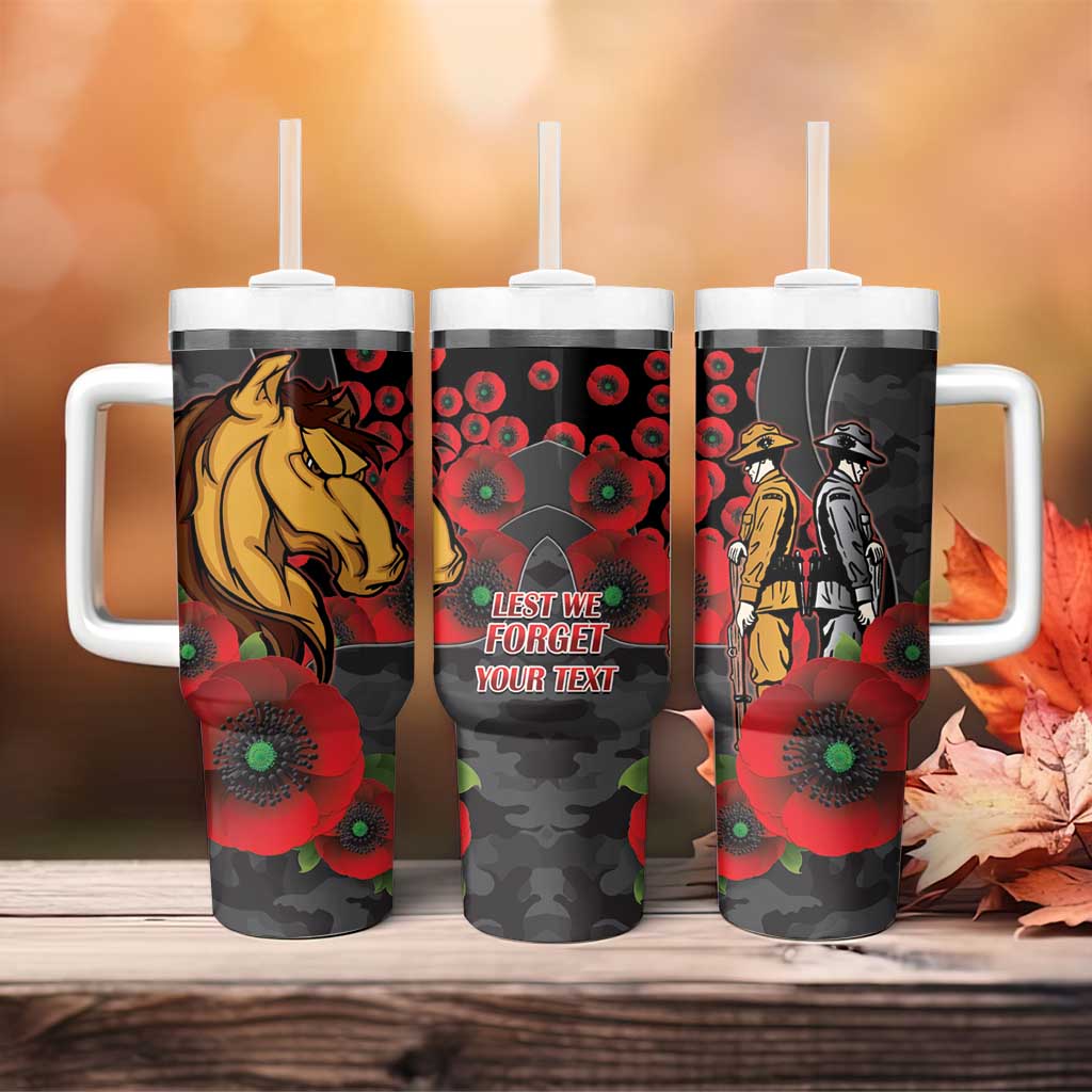 Brisbane Broncos ANZAC Personalised Tumbler With Handle Lest We Forget Poppy Camo
