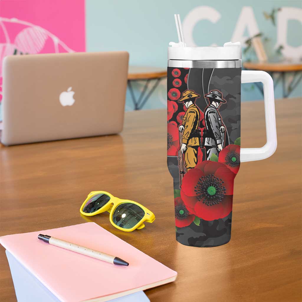 Brisbane Broncos ANZAC Personalised Tumbler With Handle Lest We Forget Poppy Camo