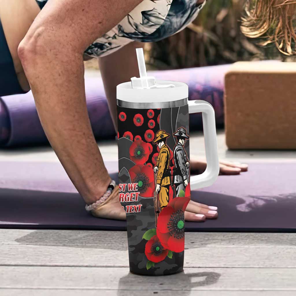 Brisbane Broncos ANZAC Personalised Tumbler With Handle Lest We Forget Poppy Camo