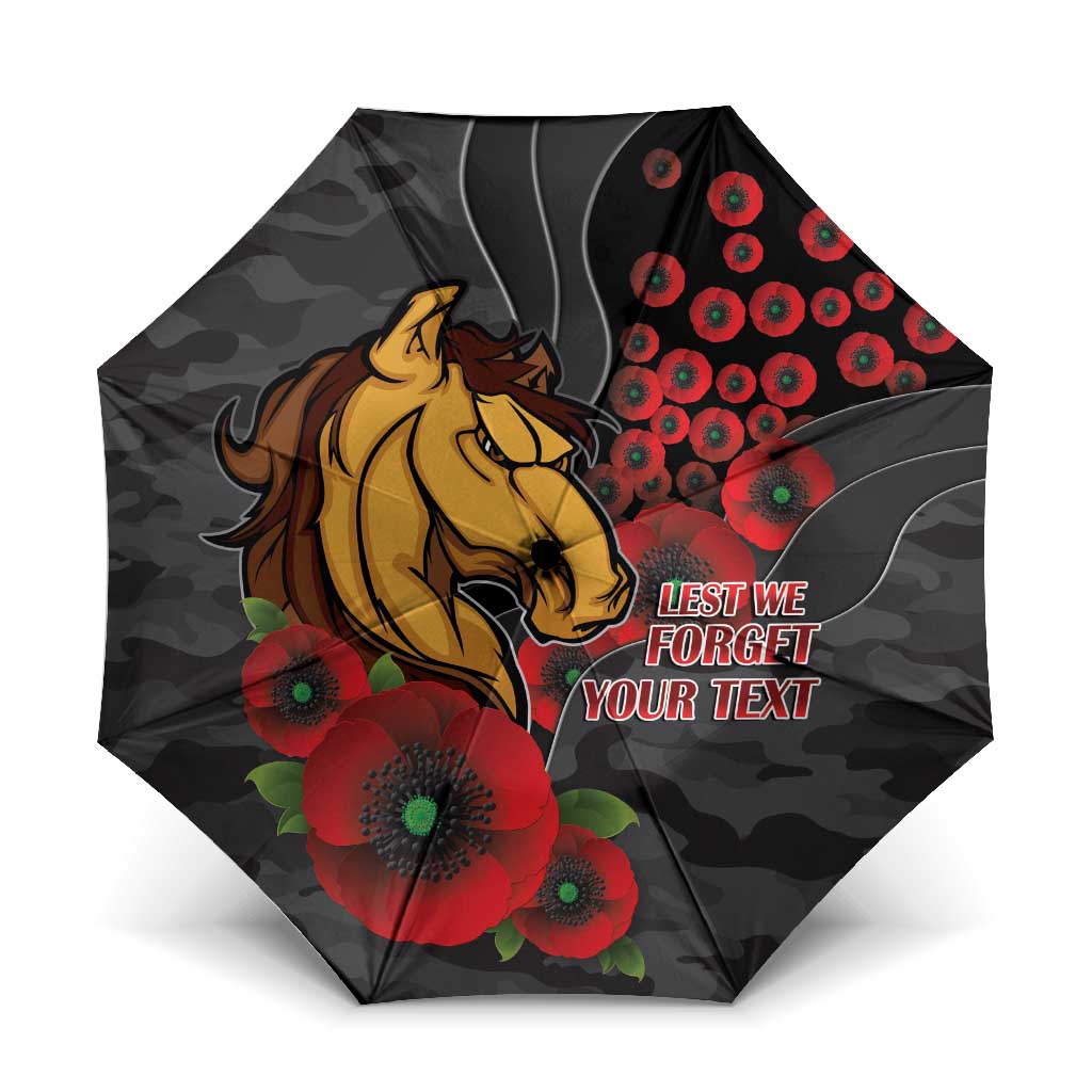Brisbane Broncos ANZAC Personalised Umbrella Lest We Forget Poppy Camo