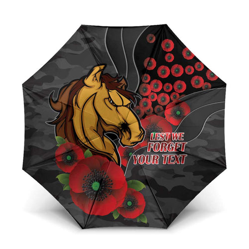 Brisbane Broncos ANZAC Personalised Umbrella Lest We Forget Poppy Camo