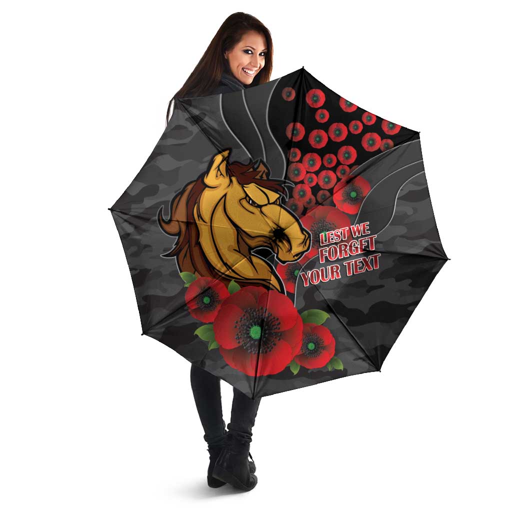 Brisbane Broncos ANZAC Personalised Umbrella Lest We Forget Poppy Camo