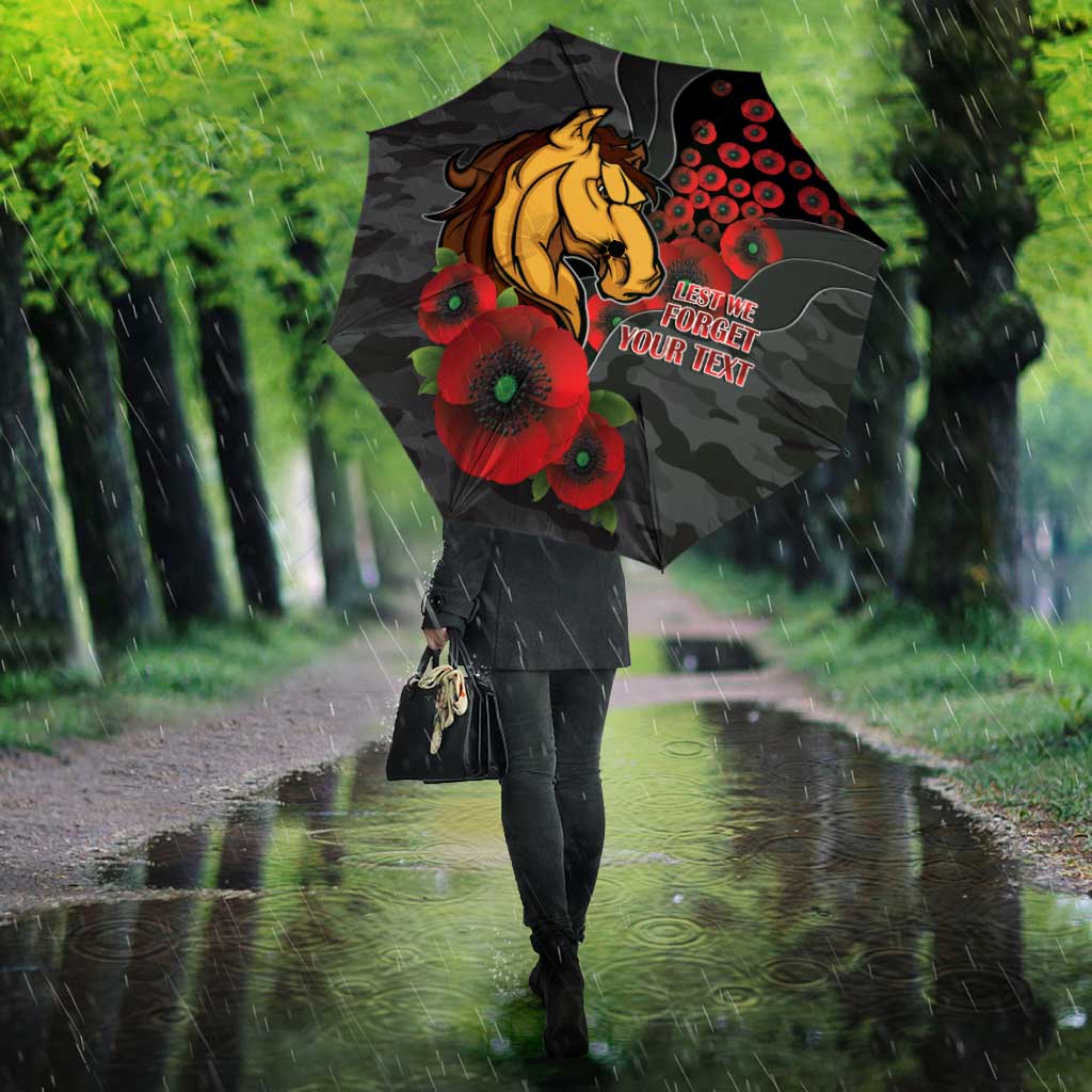 Brisbane Broncos ANZAC Personalised Umbrella Lest We Forget Poppy Camo
