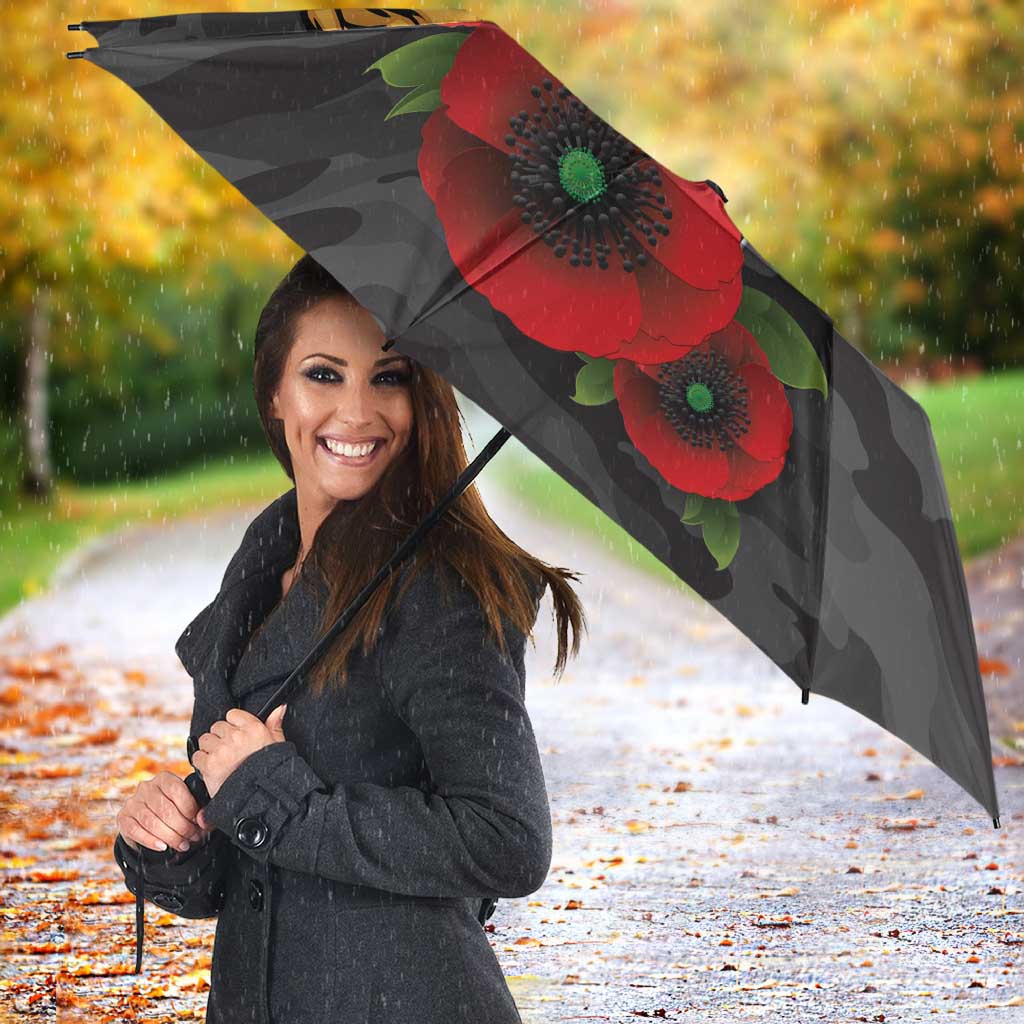 Brisbane Broncos ANZAC Personalised Umbrella Lest We Forget Poppy Camo