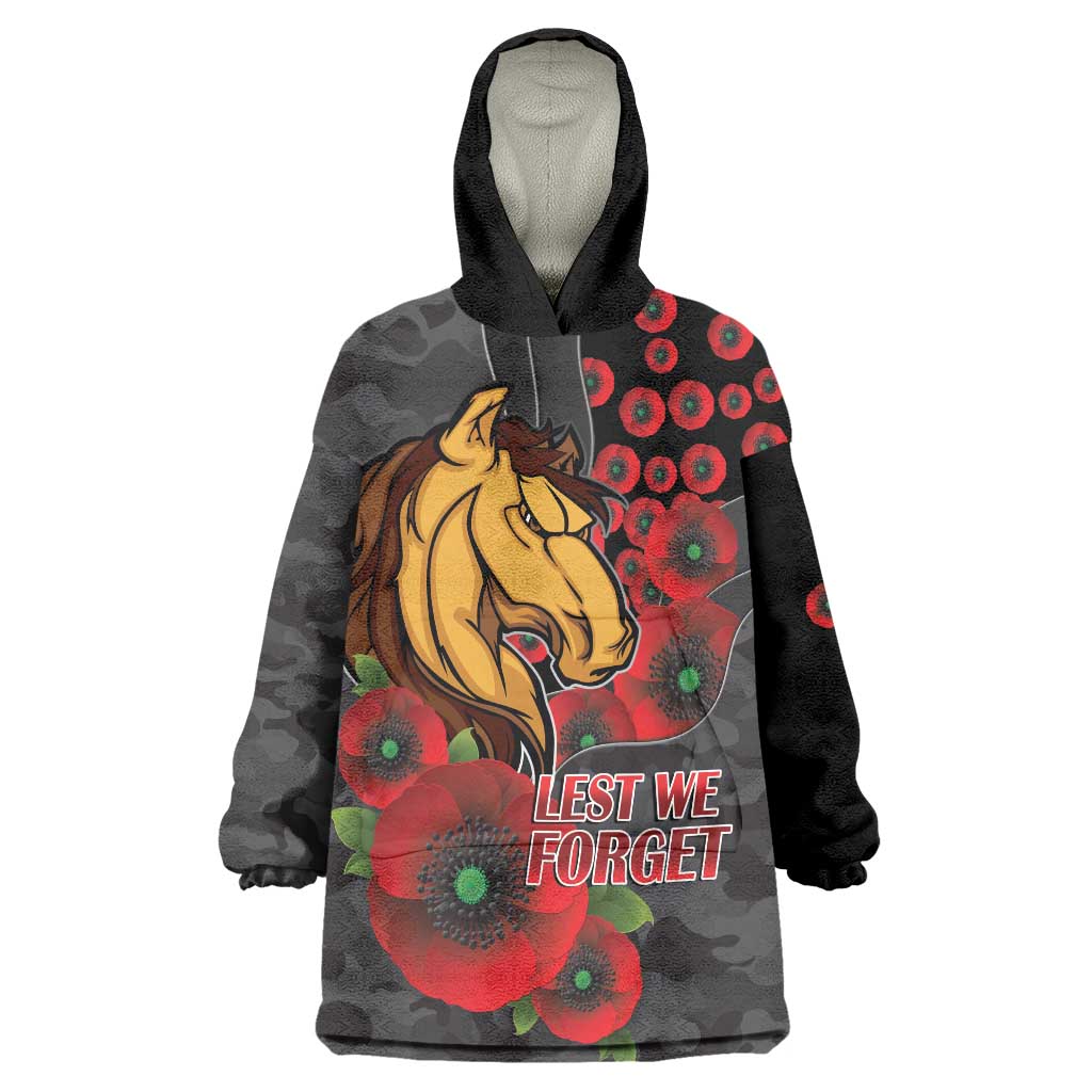 Brisbane Broncos ANZAC Personalised Wearable Blanket Hoodie Lest We Forget Poppy Camo