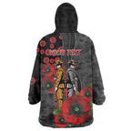 Brisbane Broncos ANZAC Personalised Wearable Blanket Hoodie Lest We Forget Poppy Camo