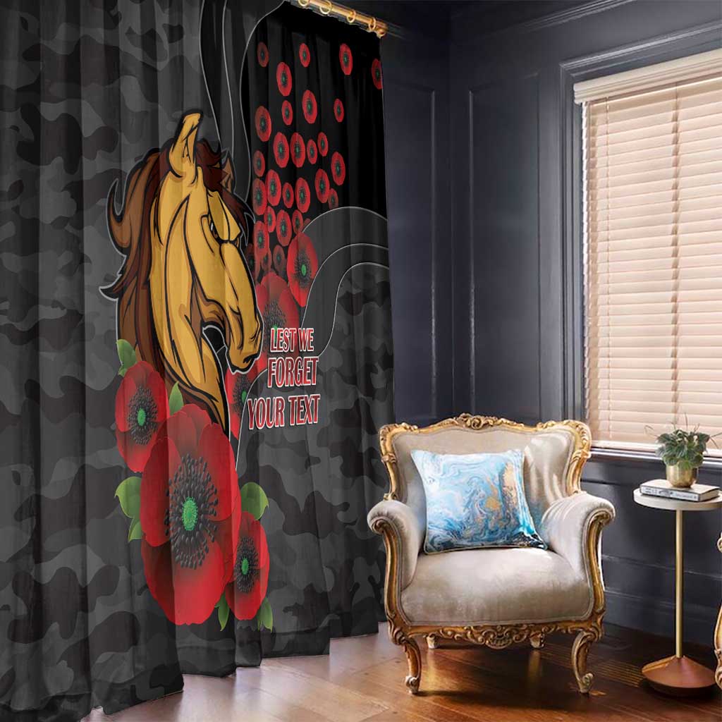 Brisbane Broncos ANZAC Personalised Window Curtain Lest We Forget Poppy Camo