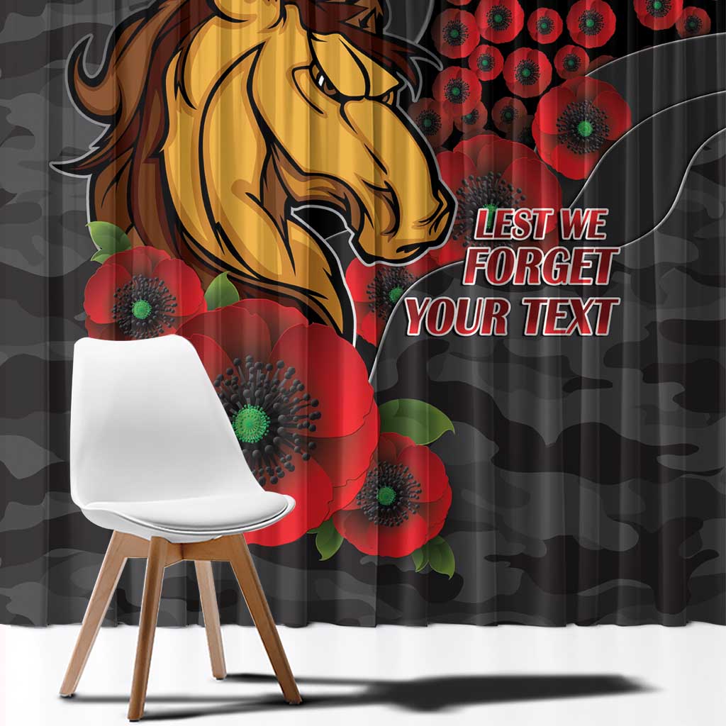 Brisbane Broncos ANZAC Personalised Window Curtain Lest We Forget Poppy Camo
