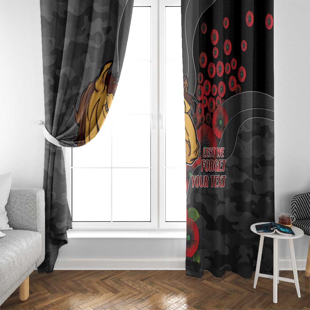 Brisbane Broncos ANZAC Personalised Window Curtain Lest We Forget Poppy Camo