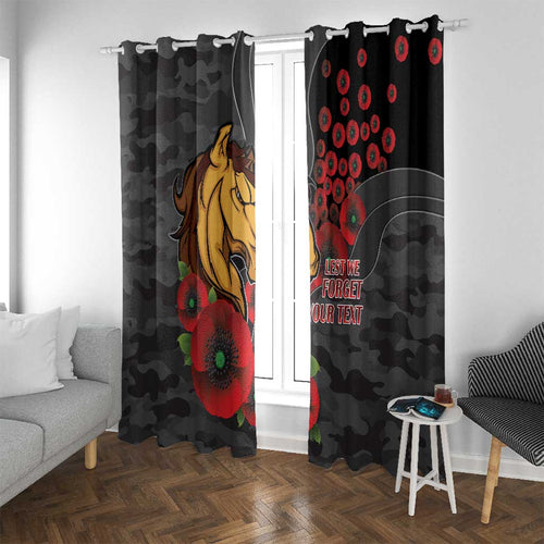 Brisbane Broncos ANZAC Personalised Window Curtain Lest We Forget Poppy Camo