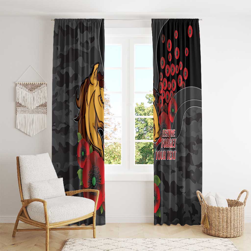 Brisbane Broncos ANZAC Personalised Window Curtain Lest We Forget Poppy Camo