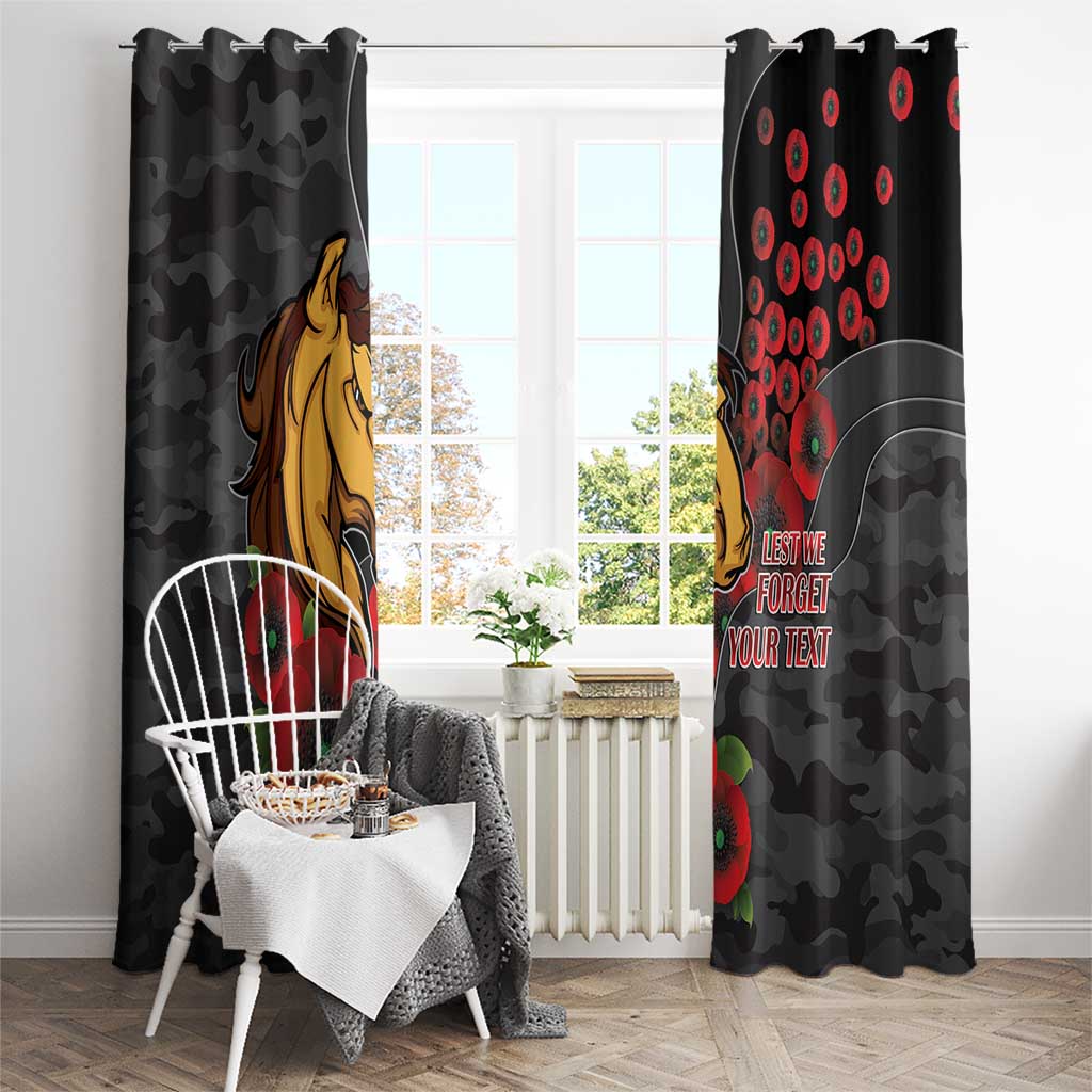 Brisbane Broncos ANZAC Personalised Window Curtain Lest We Forget Poppy Camo