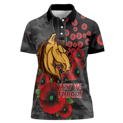 Brisbane Broncos ANZAC Personalised Women Polo Shirt Lest We Forget Poppy Camo