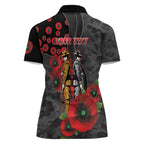 Brisbane Broncos ANZAC Personalised Women Polo Shirt Lest We Forget Poppy Camo