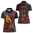 Brisbane Broncos ANZAC Personalised Women Polo Shirt Lest We Forget Poppy Camo