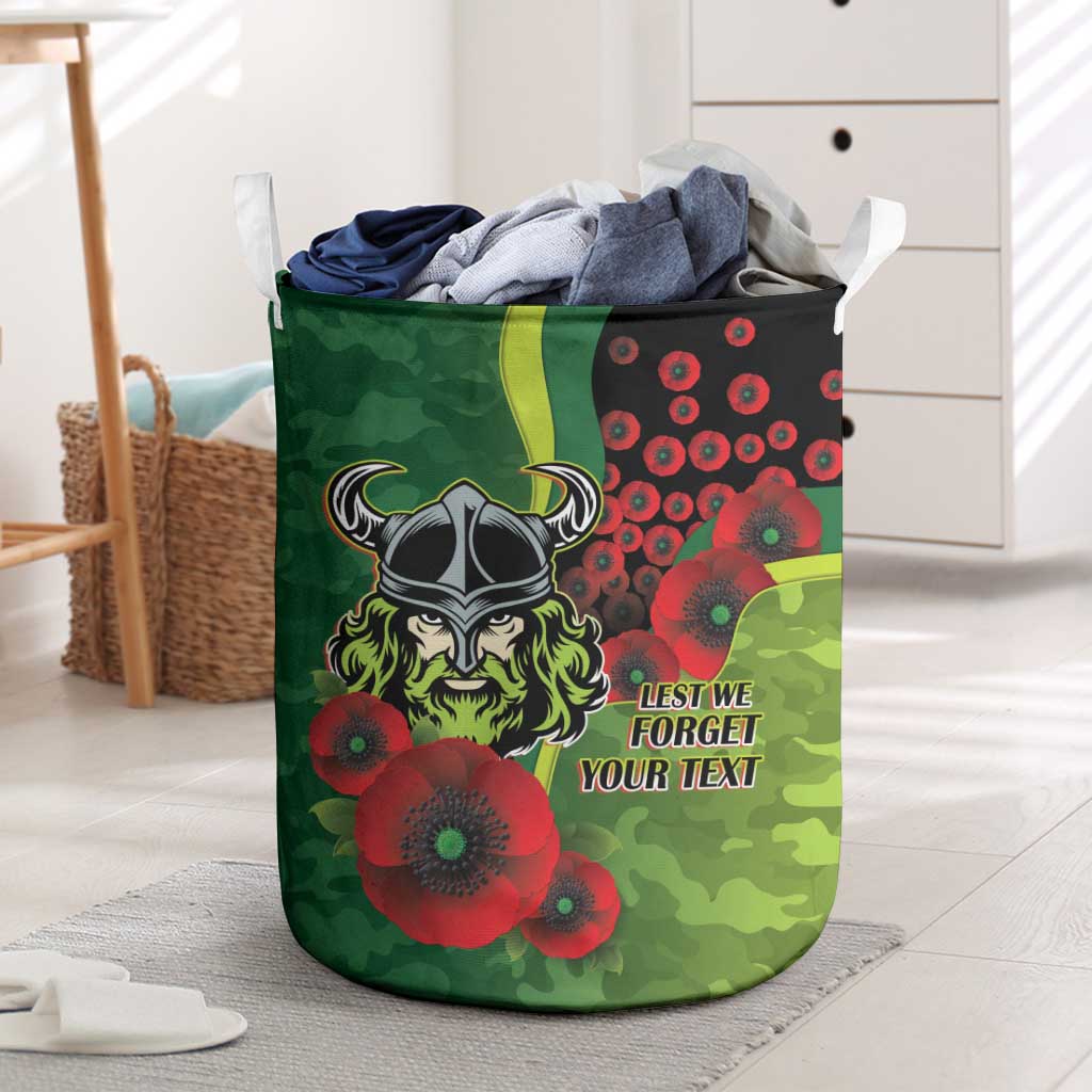 Canberra Raiders ANZAC Personalised Laundry Basket Lest We Forget Poppy Camo
