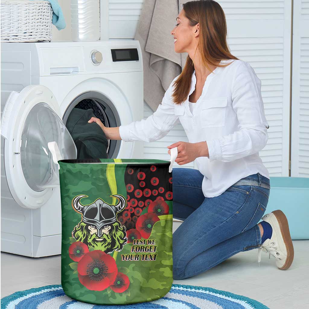 Canberra Raiders ANZAC Personalised Laundry Basket Lest We Forget Poppy Camo