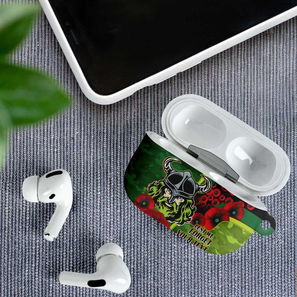 Canberra Raiders ANZAC Personalised AirPods Case Lest We Forget Poppy Camo