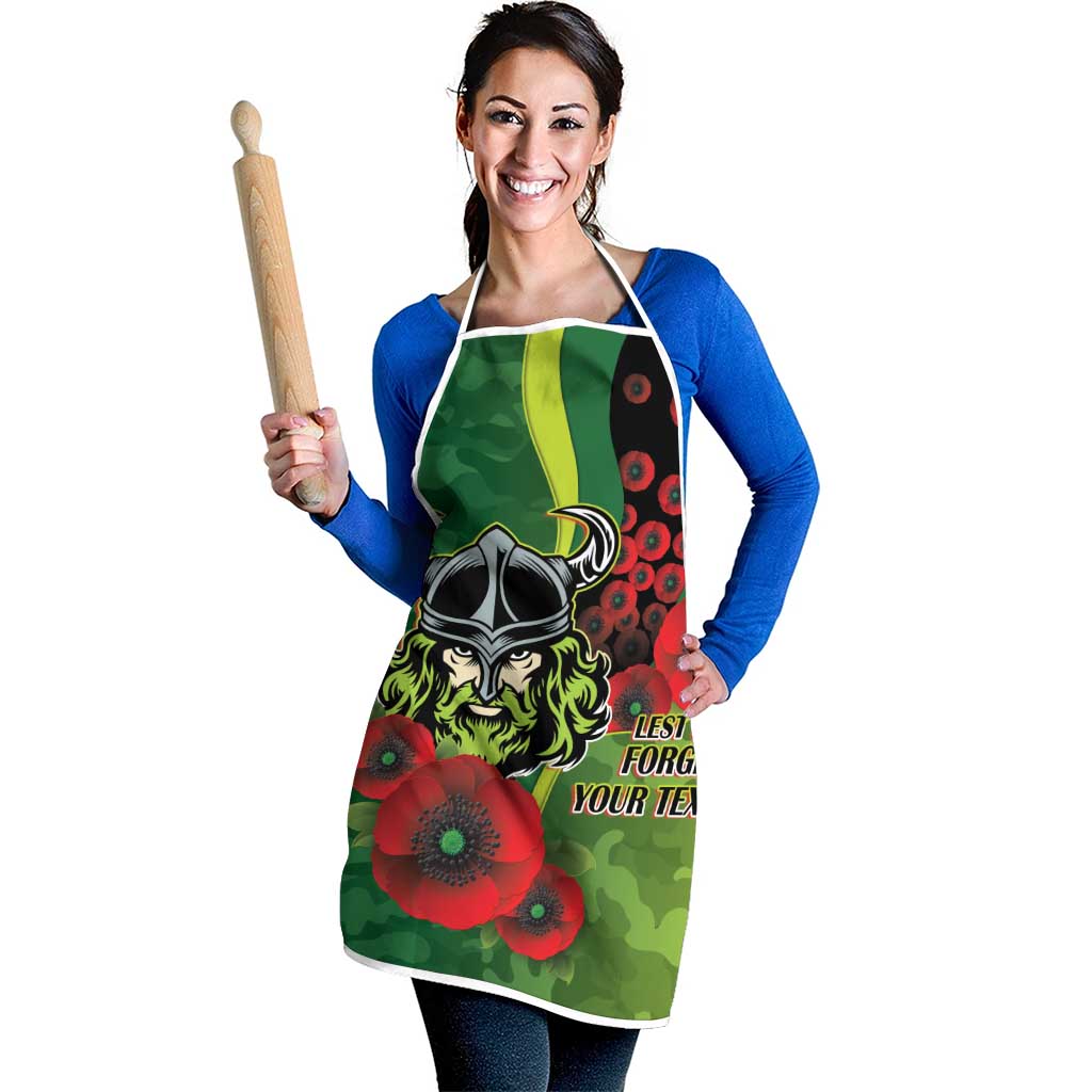 Canberra Raiders ANZAC Personalised Apron Lest We Forget Poppy Camo