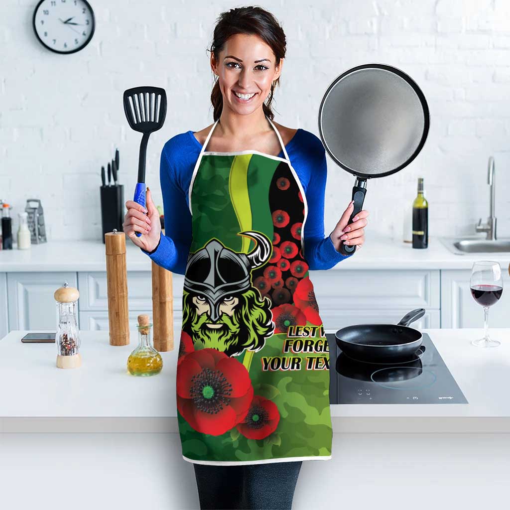 Canberra Raiders ANZAC Personalised Apron Lest We Forget Poppy Camo