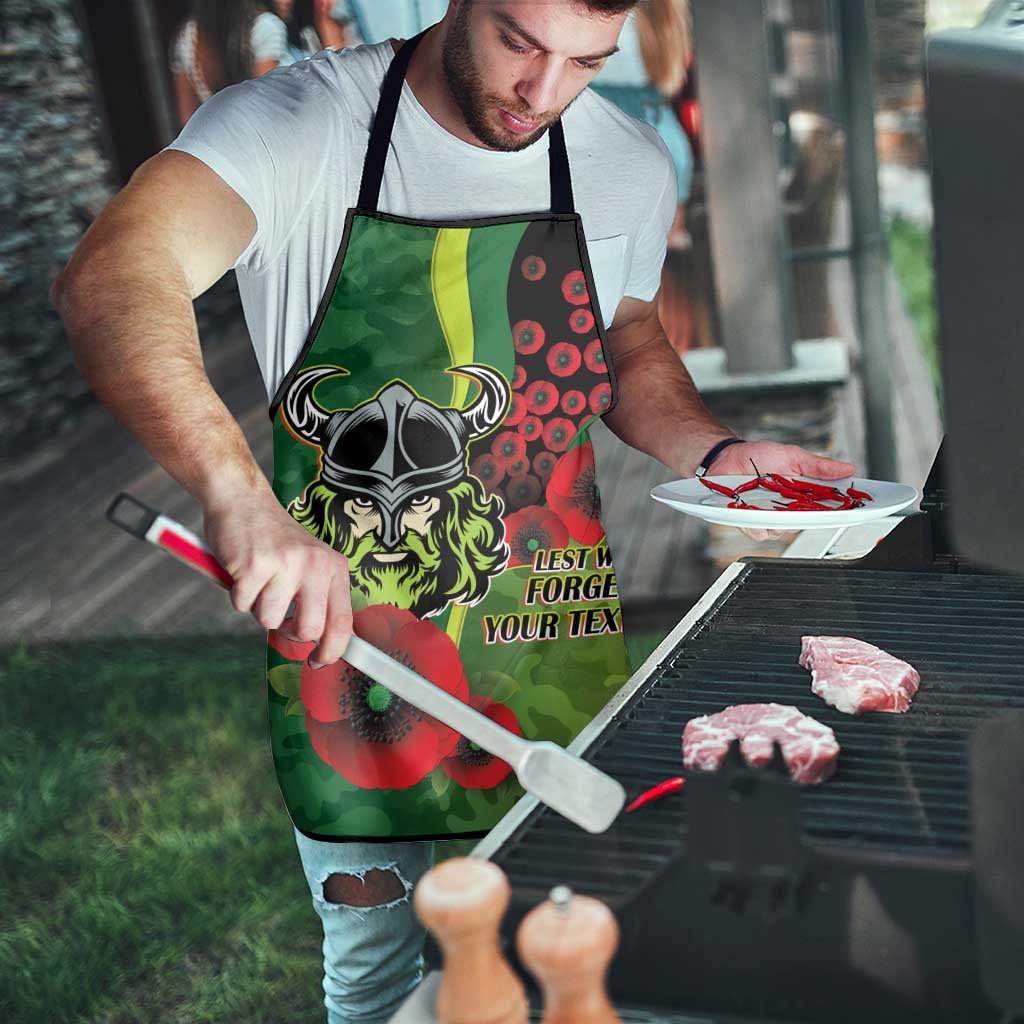 Canberra Raiders ANZAC Personalised Apron Lest We Forget Poppy Camo