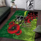 Canberra Raiders ANZAC Personalised Area Rug Lest We Forget Poppy Camo