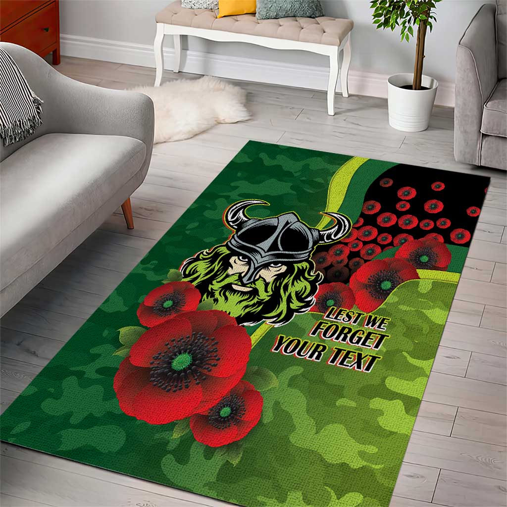 Canberra Raiders ANZAC Personalised Area Rug Lest We Forget Poppy Camo