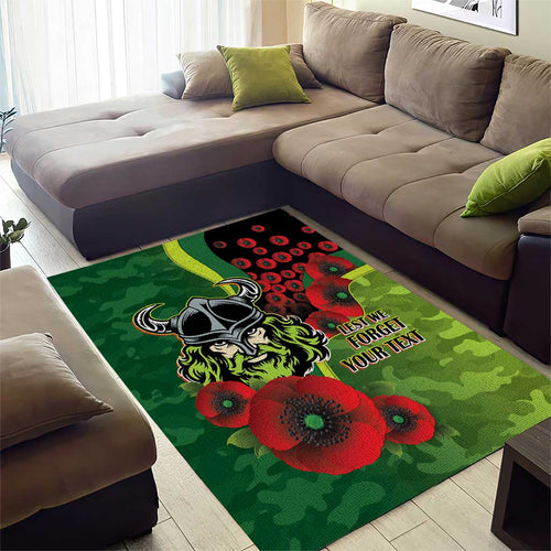 Canberra Raiders ANZAC Personalised Area Rug Lest We Forget Poppy Camo
