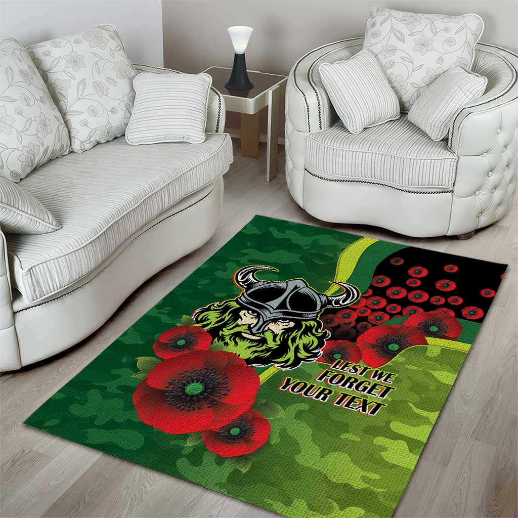 Canberra Raiders ANZAC Personalised Area Rug Lest We Forget Poppy Camo