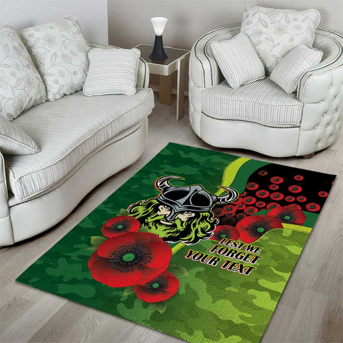 Canberra Raiders ANZAC Personalised Area Rug Lest We Forget Poppy Camo