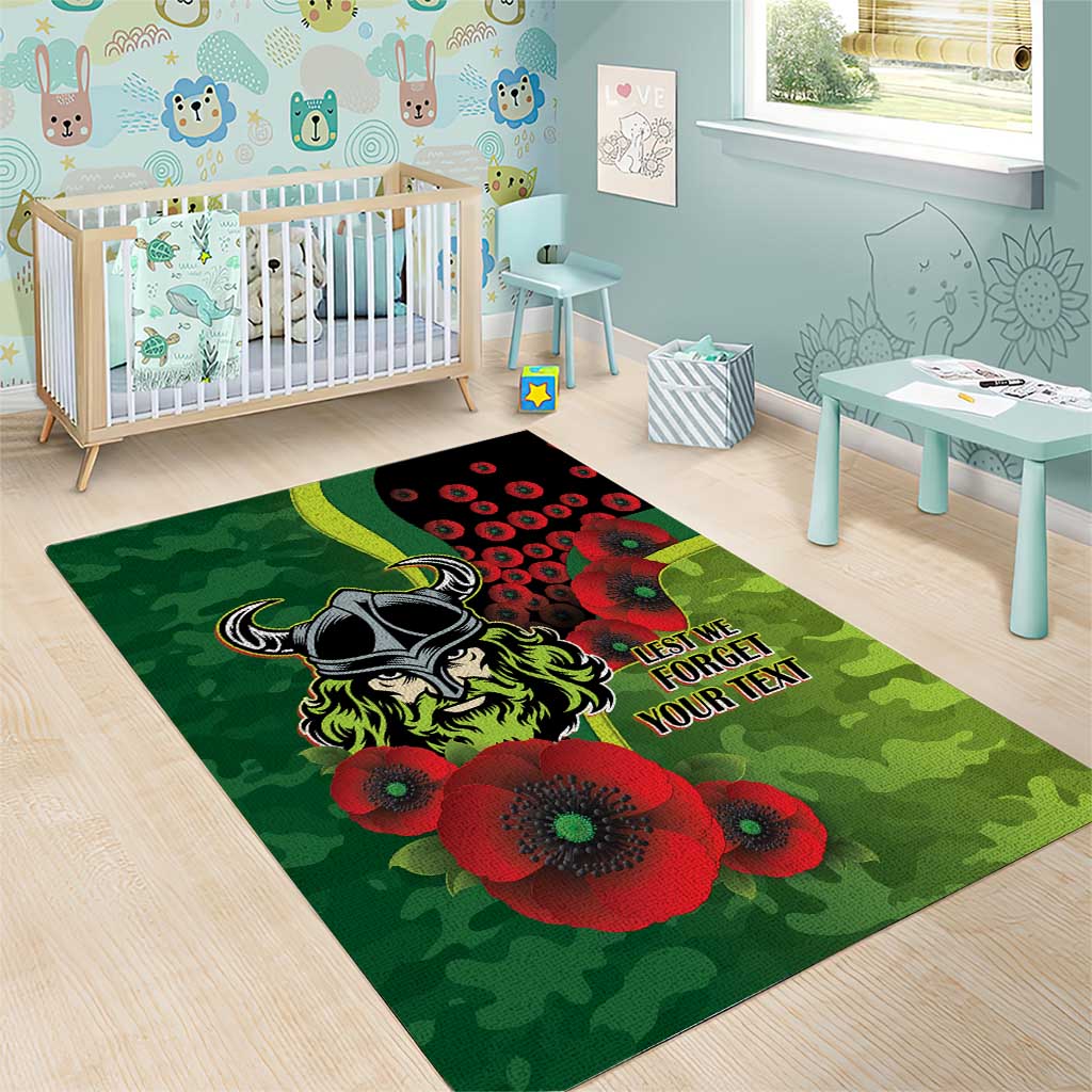 Canberra Raiders ANZAC Personalised Area Rug Lest We Forget Poppy Camo