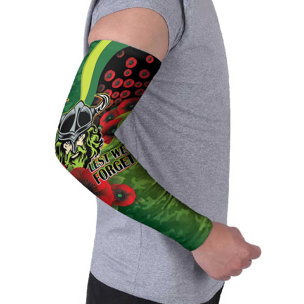 Canberra Raiders ANZAC Personalised Arm Sleeves Lest We Forget Poppy Camo