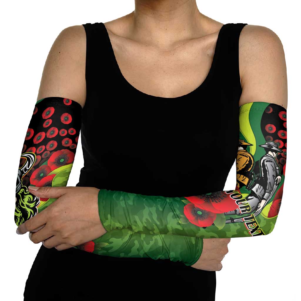 Canberra Raiders ANZAC Personalised Arm Sleeves Lest We Forget Poppy Camo