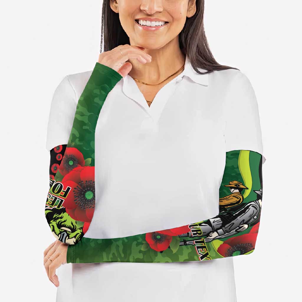 Canberra Raiders ANZAC Personalised Arm Sleeves Lest We Forget Poppy Camo